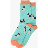 Sock Talk Men's Mens Bamboo Dog Socks Spaniel Novelty Dress Socks Green | Size: 7-11