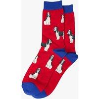 Sock Talk Men's Mens Bamboo Dog Socks Spaniel Novelty Dress Socks Red | Size: 7-11