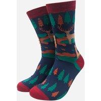 Sock Talk Men's Fox & Stag Bamboo Socks - Navy Blue | Size: 7-11