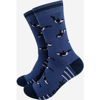 Sock Talk Men's Orca Killer Whales Bamboo Socks Blue | Size: 7-11