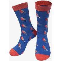 Sock Talk Men's Mens Bamboo Socks Red Robin Bird Socks Christmas Novelty Blue | Size: 7-11