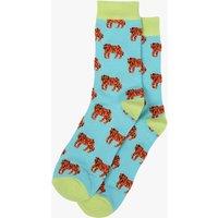 Sock Talk Men's Tiger Print Bamboo Socks in Turquoise | Size: 7-11