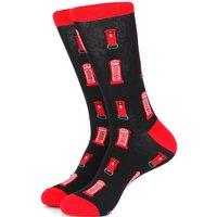 Sock Talk Men's British Red Telephone Box Bamboo Socks - Black | Size: 7-11