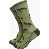 Sock Talk Men's Alsatian German Shepherd Bamboo Socks - Green | Size: 7-11