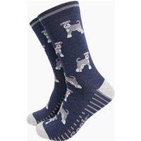 Sock Talk Men's Schnauzer Dogs Bamboo Dog Socks - Navy | Size: 7-11