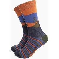 Sock Talk Men's Desert Landscape Bamboo Socks - Navy / Blue | Size: 7-11