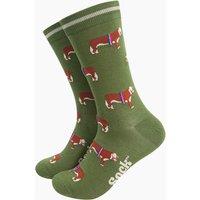 Sock Talk Men's Prize Hereford Bull Bamboo Socks - Green | Size: 7-11
