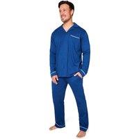 CityComfort Men's Long Pyjama Set Classic Button Down 2 Piece PJ Nightwear Sleepwear in Blue | Size: 3XL