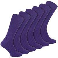 Sock Snob Men's 6 Pairs Plain Coloured Cotton Rich Ribbed Dress Socks in Purple | Size: 6-11