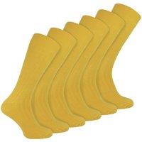 Sock Snob Men's 6 Pairs Plain Coloured Cotton Rich Ribbed Dress Socks in Yellow | Size: 6-11