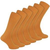Sock Snob Men's 6 Pairs Plain Coloured Cotton Rich Ribbed Dress Socks in Burnt Orange | Size: 6-11
