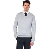 XPOSED Men's Lightweight Cotton V-Neck Sweater for Work & Casual Wear in Light Grey | Size: 2XL