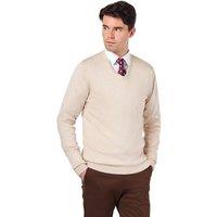 XPOSED Men's Lightweight Cotton V-Neck Sweater for Work & Casual Wear in Beige | Size: 2XL