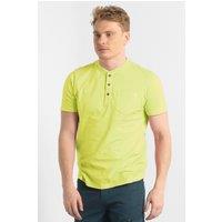 Enorsia Men's Jersey Short Sleeve Henley Washed Tee in Yellow | Size: Medium