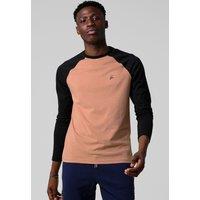 Enorsia Men's Colour Block Long Sleeve Raglan Signature T-shirt in Cream | Size: 2XL