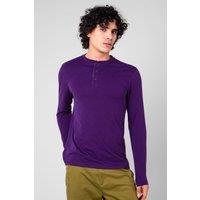 Enorsia Men's Crew Neck Henley T-Shirt in Purple | Size: Medium