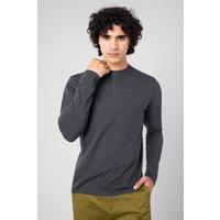 Enorsia Men's Crew Neck Henley T-Shirt in Black | Size: Medium