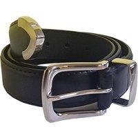 D555 Men's Joseph Bonded Leather Metal Tip Waist Belt in Black | Size: 52R