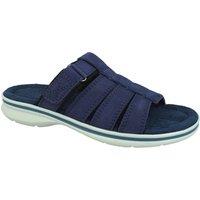 Thomas Blunt Men's Adjustable Comfort Leather Mule Sandals with Cushioned Footbed in Blue | Size: 8