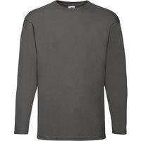 Fruit of the Loom Men's Valueweight Crew Neck Long Sleeve T-Shirt in Mid Grey | Size: 3XL
