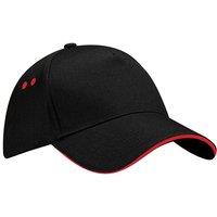 Beechfield Men's Ultimate 5 Panel Contrast Baseball Cap With Sandwich Peak Headwear Pack of 2 in Black
