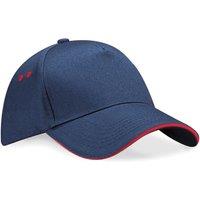 Beechfield Men's Ultimate 5 Panel Contrast Baseball Cap With Sandwich Peak Headwear Pack of 2 in Navy