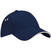 Beechfield Men's Ultimate 5 Panel Contrast Baseball Cap With Sandwich Peak Headwear Pack of 2 in Mid Navy
