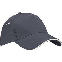 Beechfield Men's Ultimate 5 Panel Contrast Baseball Cap With Sandwich Peak Headwear Pack of 2 in Grey