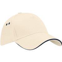Beechfield Men's Ultimate 5 Panel Contrast Baseball Cap With Sandwich Peak Headwear Pack of 2 in Light Beige