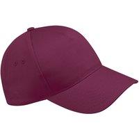Beechfield Men's Ultimate 5 Panel Baseball Cap Pack of 2 in Burgundy