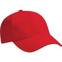 Beechfield Men's Pro-Style Heavy Brushed Cotton Baseball Cap Headwear Pack of 2 in Red