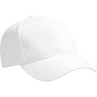 Beechfield Men's Pro-Style Heavy Brushed Cotton Baseball Cap Headwear Pack of 2 in White