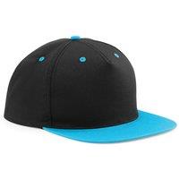 Beechfield Men's 5 Panel Contrast Snapback Cap Pack of 2 in Black
