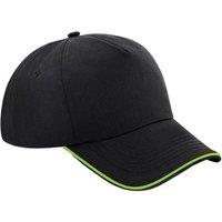 Beechfield Men's Authentic 5 Panel Piped Peak Cap in Black