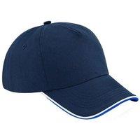 Beechfield Men's Authentic 5 Panel Piped Peak Cap in Navy