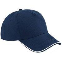 Beechfield Men's Authentic 5 Panel Piped Peak Cap in Mid Navy