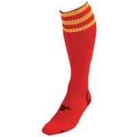 Precision Men's 3 Stripe Pro Football Socks in Red | Size: 3-6