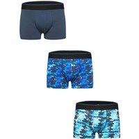 Tom Franks Men's Camo Boxer Shorts (Pack Of 3) in Blue | Size: Medium