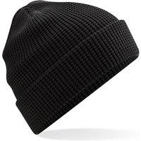 Beechfield Men's Cuffed Cotton Waffle Beanie in Black