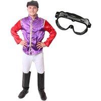 I Love Fancy Dress Men's Purple & Red Jockey Costume | Size: 2XL