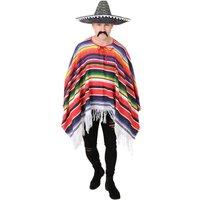 I Love Fancy Dress Men's Black Mexican Costume 3 Piece Sombrero Poncho Moustache