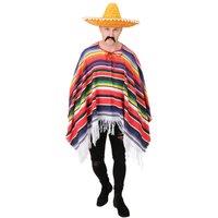 I Love Fancy Dress Men's Orange Mexican Costume 3 Piece Sombrero Poncho Moustache