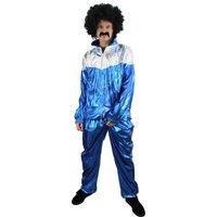 I Love Fancy Dress Men's Blue & Silver Shell Suit Costume | Size: Large