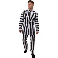 I Love Fancy Dress Men's Black & White Suit Striped Costume | Size: Large