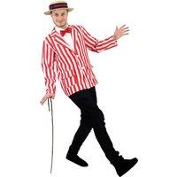 I Love Fancy Dress Men's Red & White Striped Blazer Barbershop Costume | Size: Small