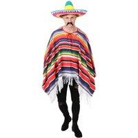 I Love Fancy Dress Men's Multicoloured Mexican Costume 3 Piece Sombrero Poncho Moustache