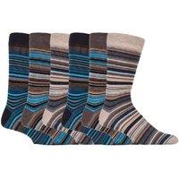 Sock Snob Men's 6 Pack Colourful Striped Patterned Dress Cotton Socks in 7 Styles in Brown | Size: 6-11