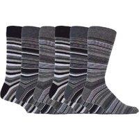 Sock Snob Men's 6 Pack Colourful Striped Patterned Dress Cotton Socks in 7 Styles in Grey | Size: 6-11