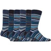 Sock Snob Men's 6 Pack Colourful Striped Patterned Dress Cotton Socks in 7 Styles in Blue | Size: 6-11