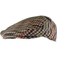 Sock Snob Men's Houndstooth Plaid Wool Blend Newsboy Flat Cap in Beige | Size: Large/XL